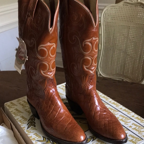 Tony Lana alligator boots. New   Honey in color size 9b - Picture 1 of 3